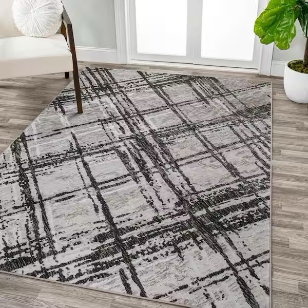 JONATHAN Y Slant Modern Abstract Black/Gray 3 ft. x 5 ft. Area Rug