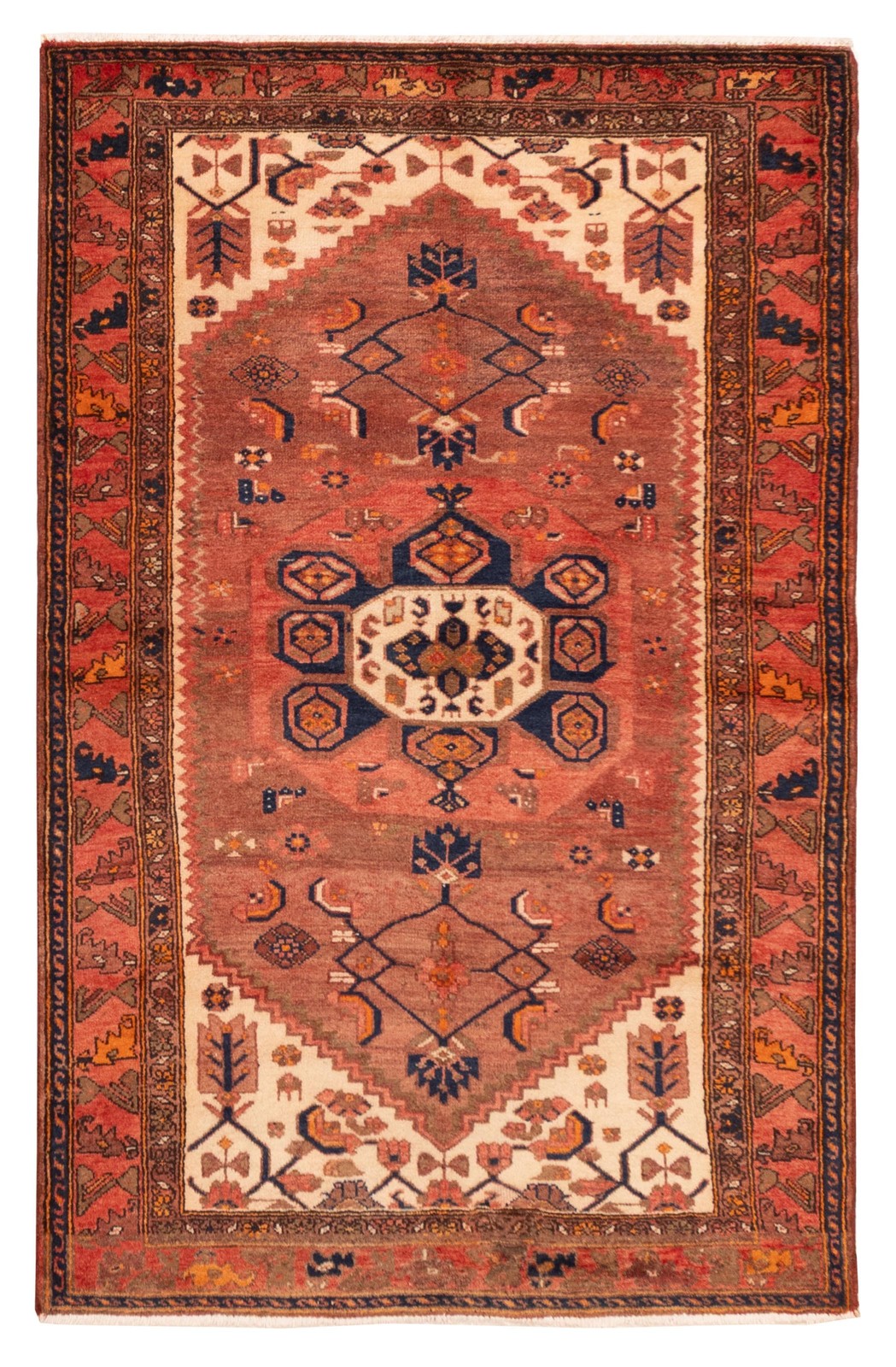 Vintage 4’4″ x 6’9″ Traditional Hand Knotted Vegetable Dye Wool Area Rug