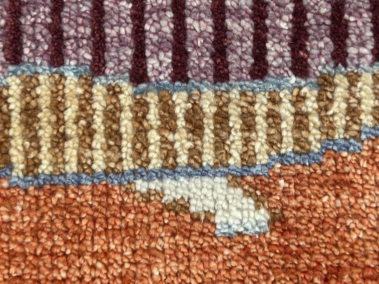 Boho Fish Runner Rug, Coastal Folk Art Carpet, Terracotta Orange Tribal Design