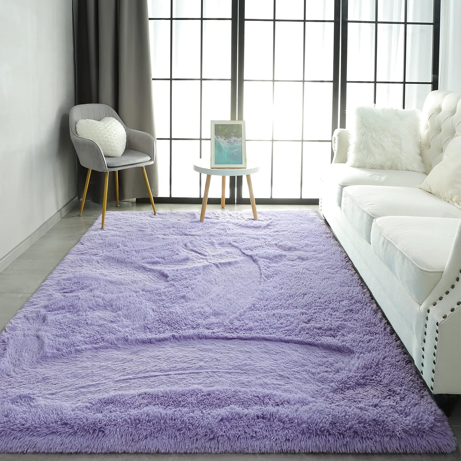 Fluffy Lavender Purple Area Rug for Bedroom Living Room, 3X5 Feet Soft Plush Fuz