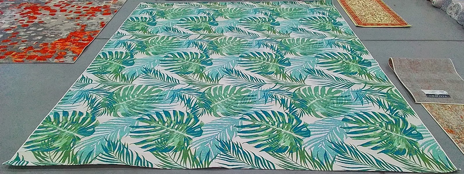 GREEN / TEAL 9′-10″ x 12′-5″ Back Stain Rug, Reduced Price 1172776647 BAR592X-9