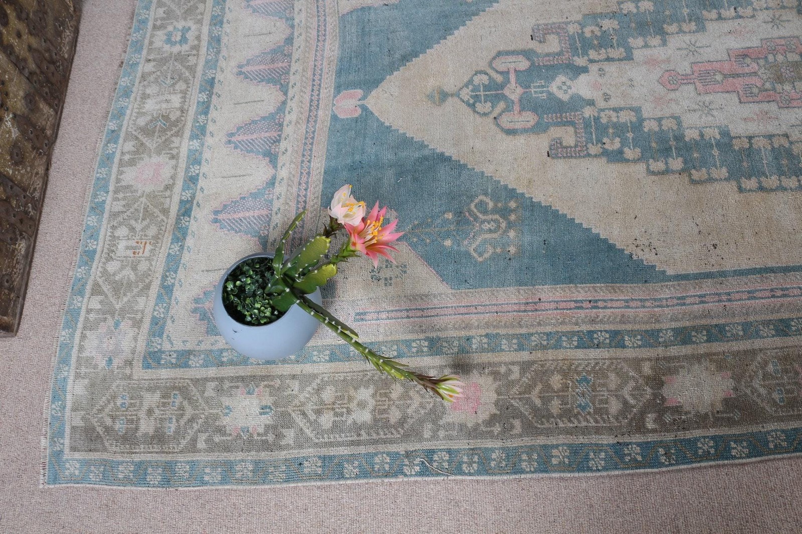 Turkish Large Rug 5,2×9,4 ft (159×288 cm), Vintage Blue Floral Rug