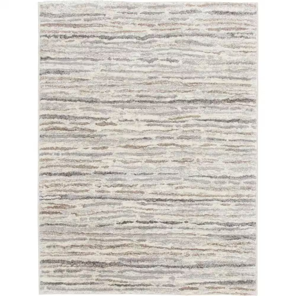 Shoreline Ivory/Gray Doormat 2 Ft. X 3 Ft. Striped Accent Rug Free Shipping New