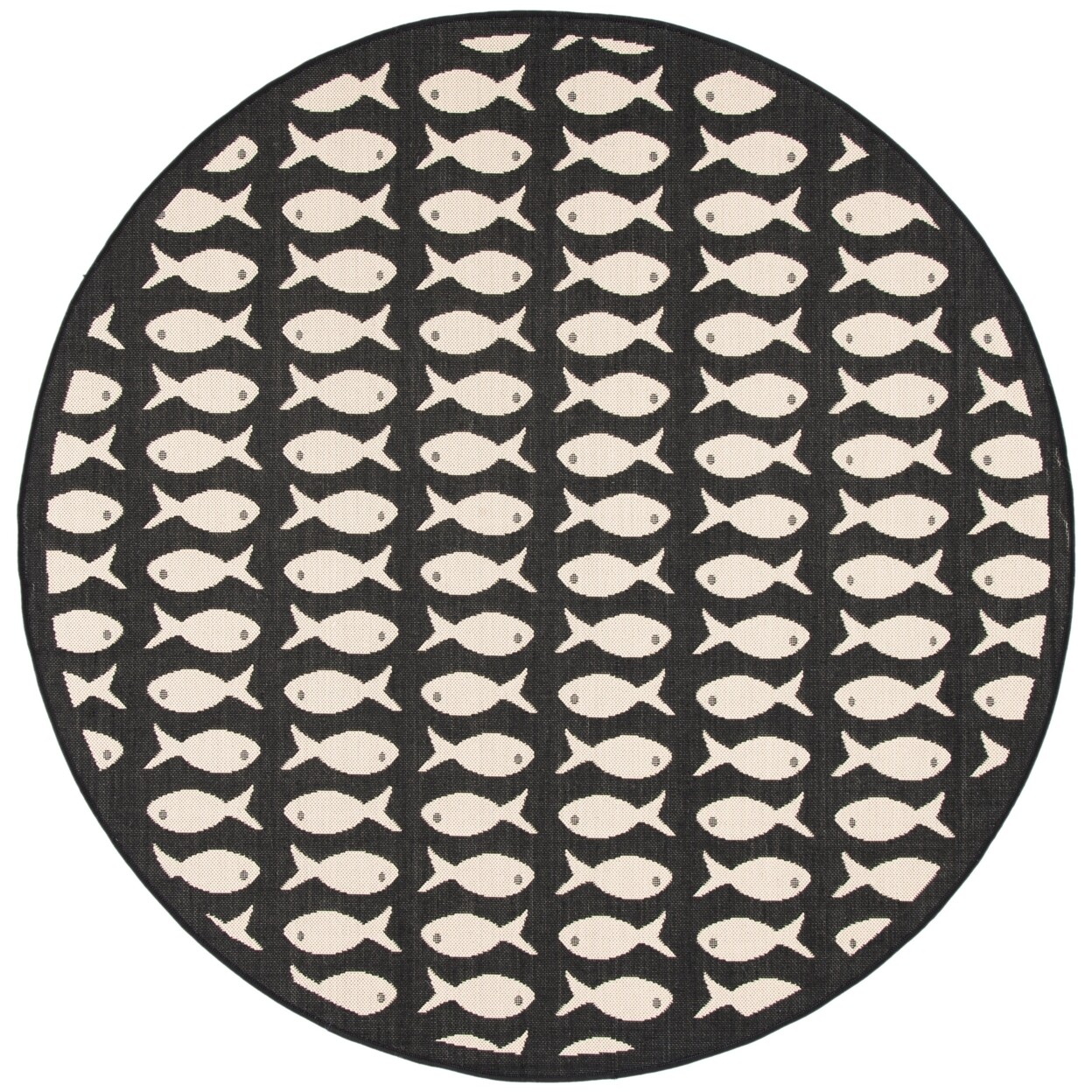 SAFAVIEH Indoor Outdoor CY6013-256 Courtyard Black / Beige Rug