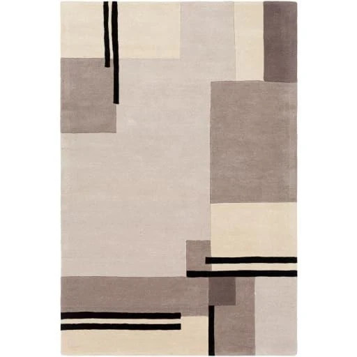 Handmade Hand Tufted Wool Rug Beige Abstract Modern Area Carpet