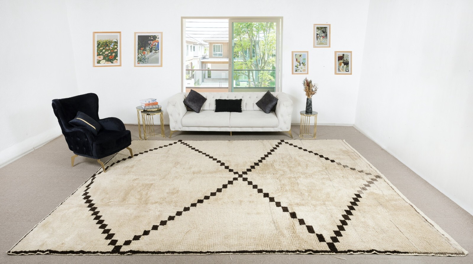 Moroccan Tulu Rug. 100% Natural Wool. Handknotted Beni Ourain Carpet