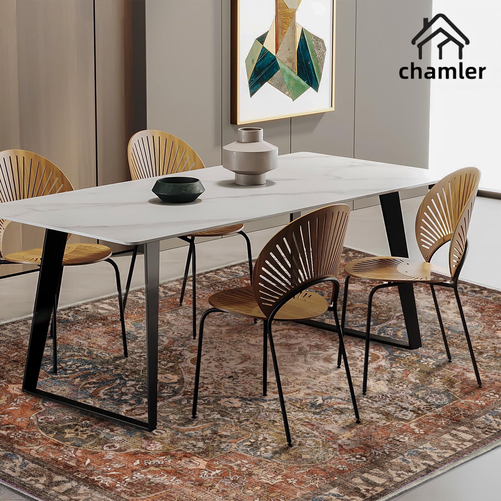 5×7 Washable Area Rug Vintage Rug Traditional Floor Cover Foldable Thin Rug K…