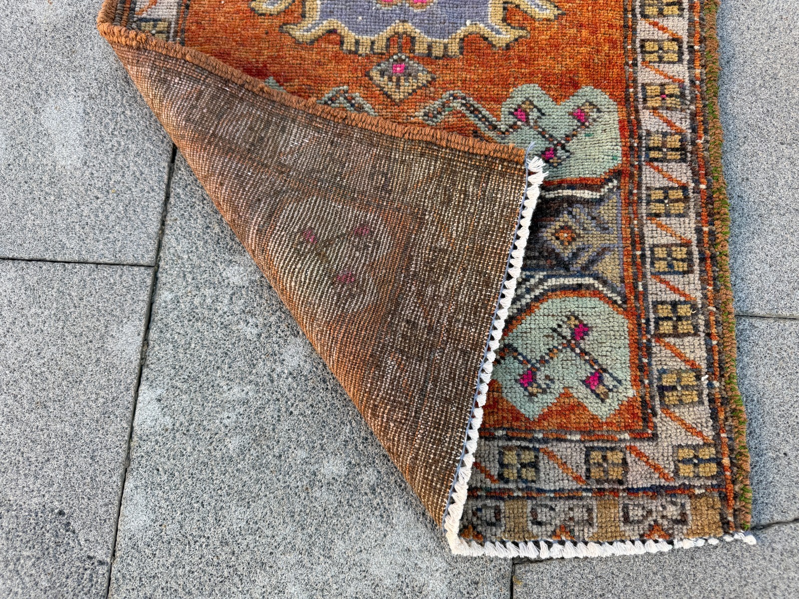 Rust Orange Turkish Rug 1.7×3.1 ft Vintage Tribal Anatolian Small Wool Mat