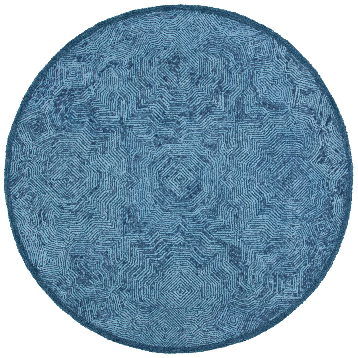 SAFAVIEH Contemporary Global Geometric Handmade Wool Area Rug Dark Blue Ikat
