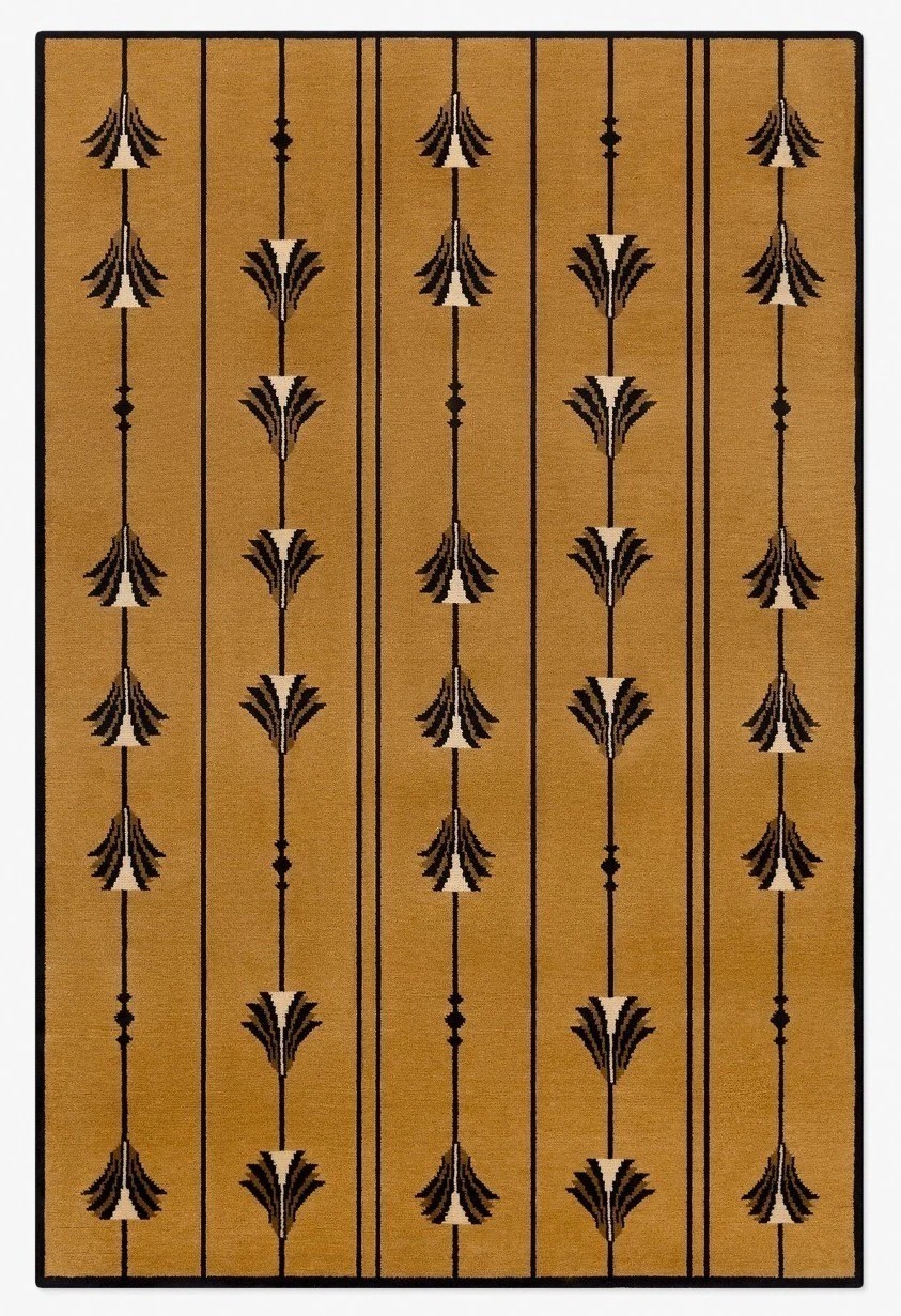 Camel Brown Wool Area Rug 11 x 11 ft Hand Tufted Art Deco Striped Handmade Rug