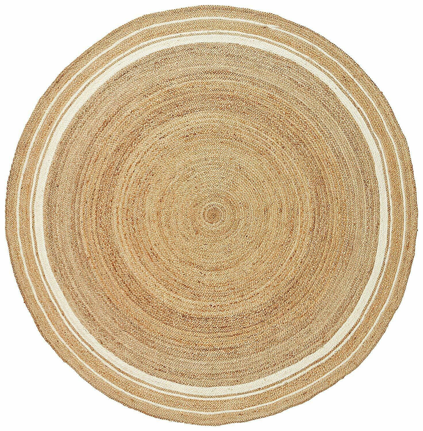 Rug Jute Natural Round 100% Jute Style Rug Reversible Braided Modern Rustic Look