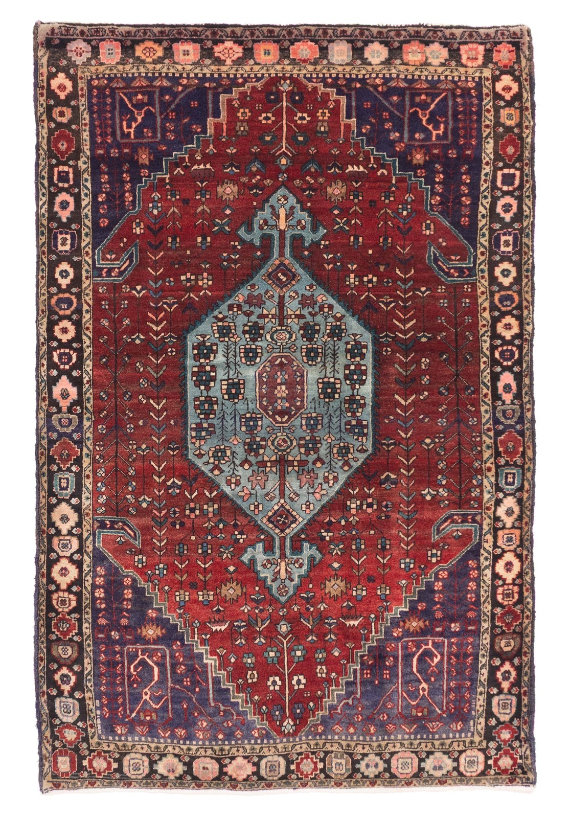 Vintage Hand-Knotted Area Rug 4’1″ x 6’4″ Traditional Oriental Wool Carpet