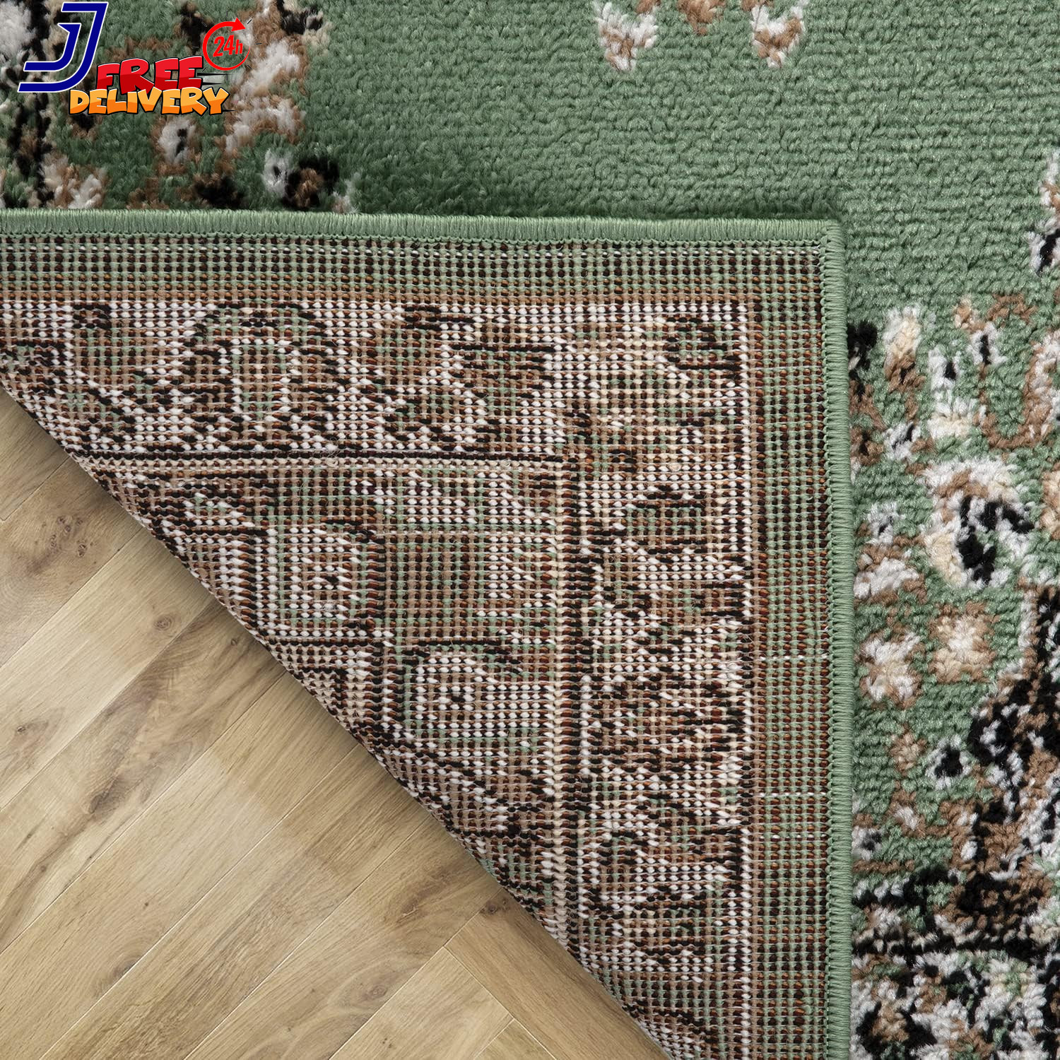 Oriental 2X7 Traditional Medallion Indoor Runner Rug Siesta Green Beige 2′ X 7′