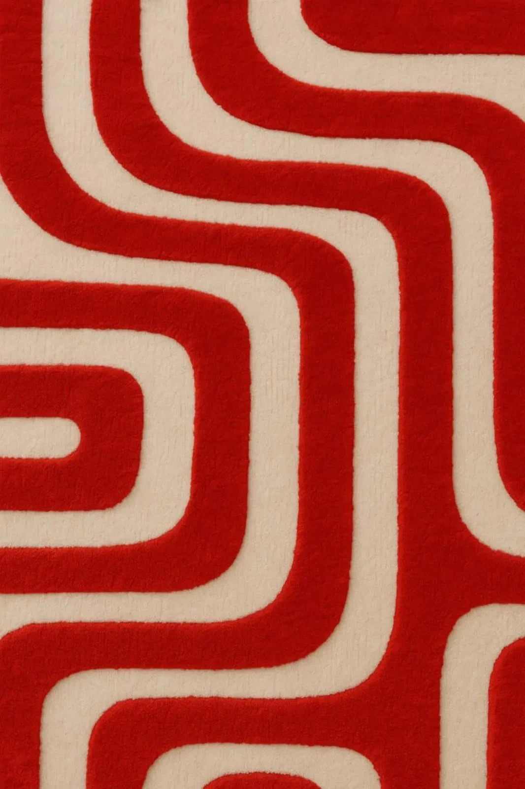 Retro Psychedelic Curvy Line Pattern 8×10 Red Bold Maximalist Living Area Rug