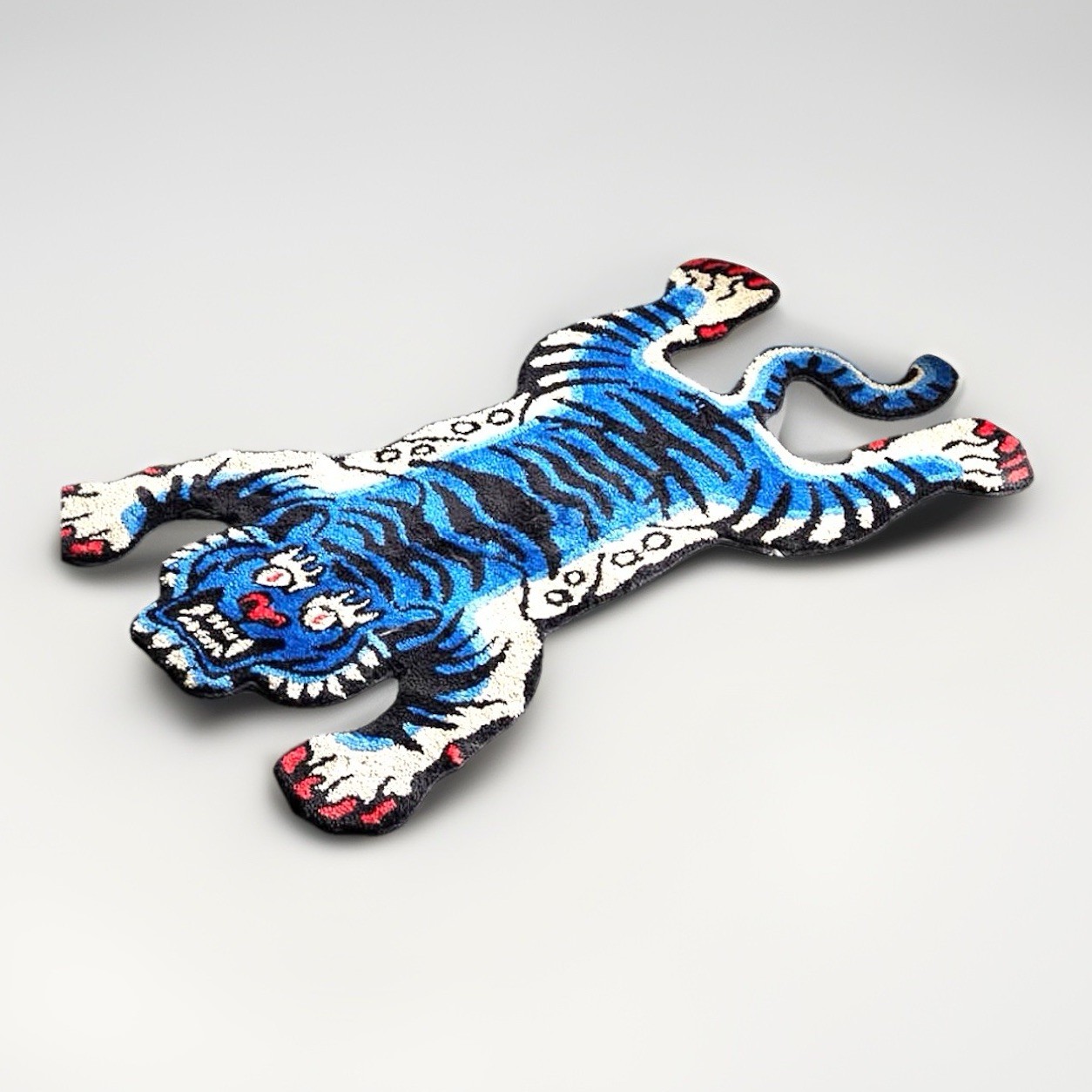 5x3ft Tibetan Tiger Tufted Rug High Pile TPR Backing – Blue