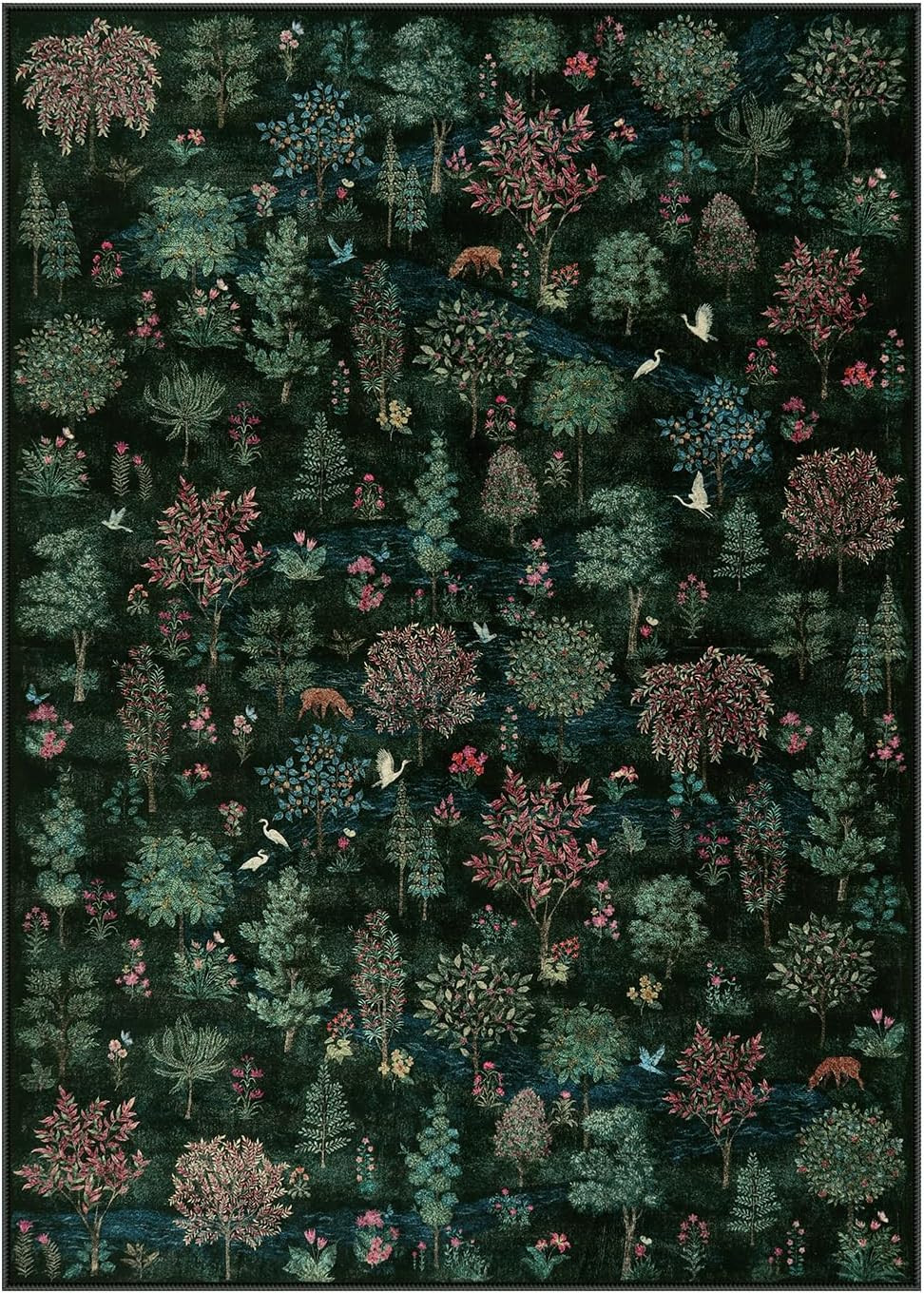 Wonnitar Forest Dark Green Rug for Living Room, Washable 5X7 Area Rugs Ultra-Thi