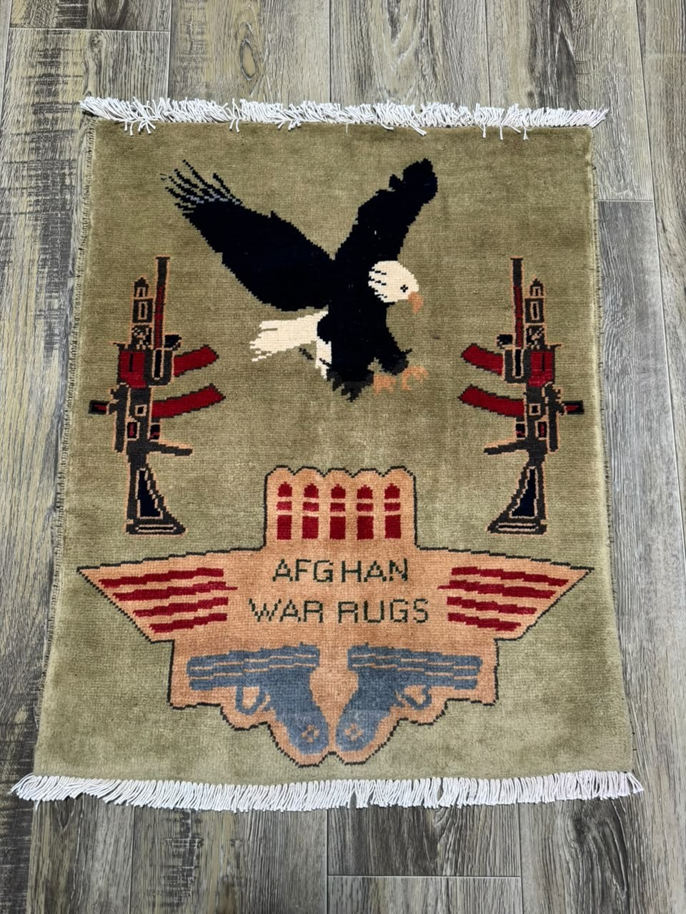 6 of 24 hand made afghan war rugs, 9/11, opium, USSR, USA AFGHANISTAN 80cmx60cm