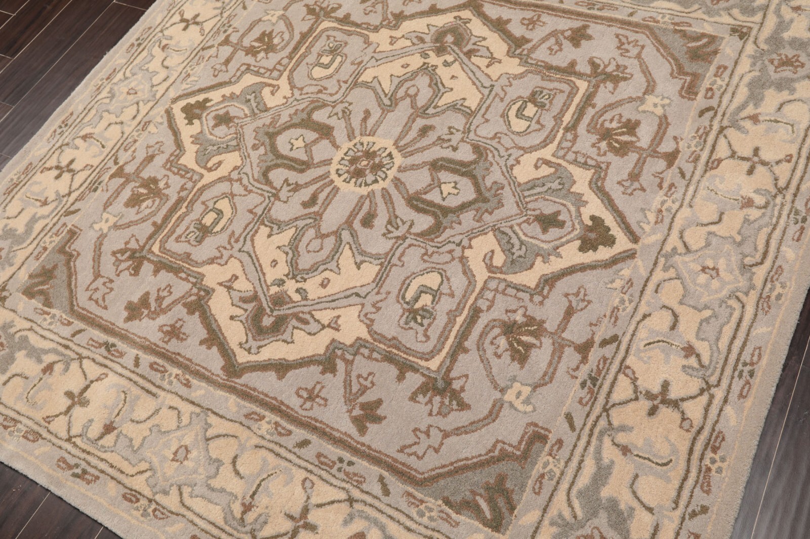 LoomBloom Multi Sizes Gray Hand Tufted Geometric Wool Area Rug
