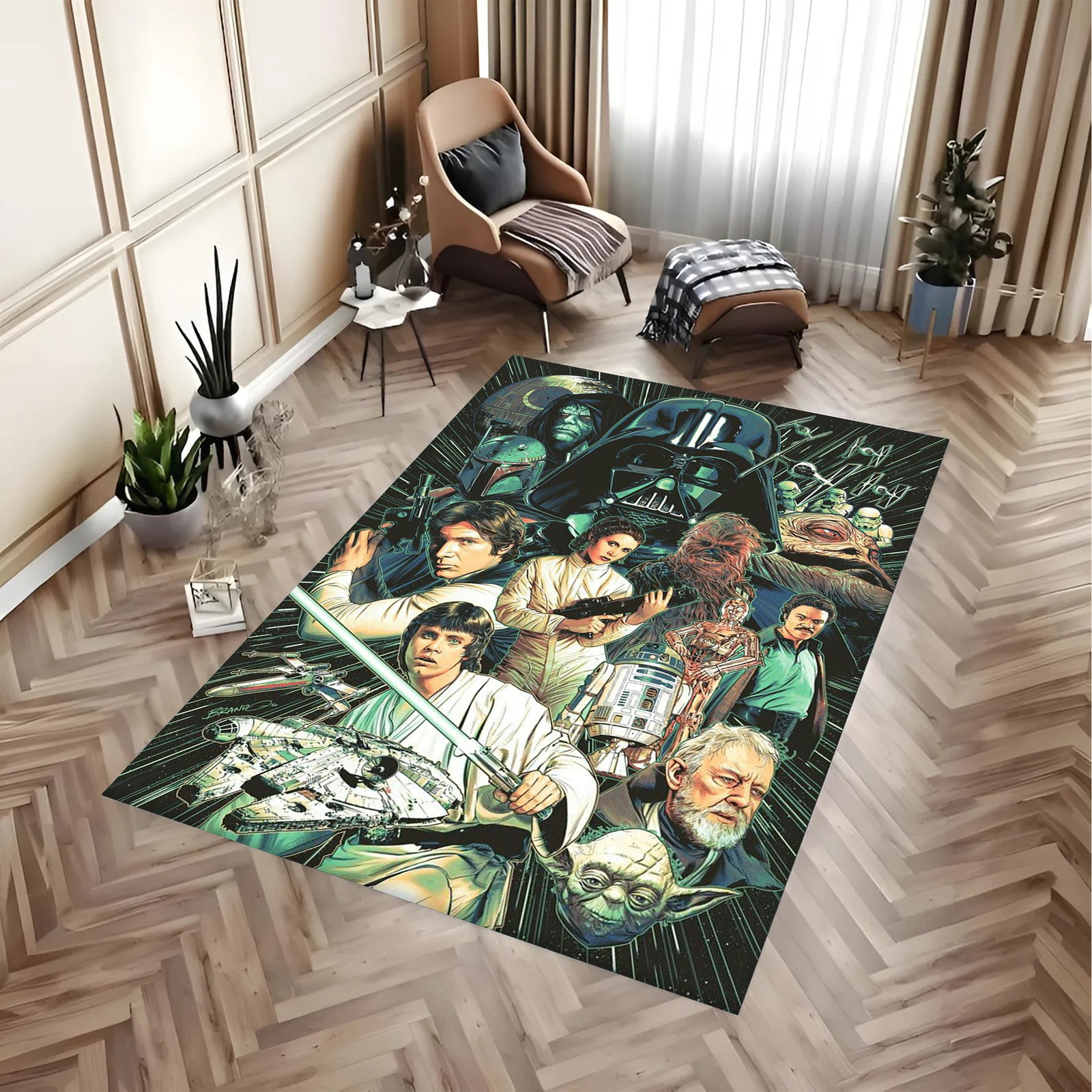 Galactic Movie Poster Area Rug – Epic Sci-Fi Universe Style Floor Mat
