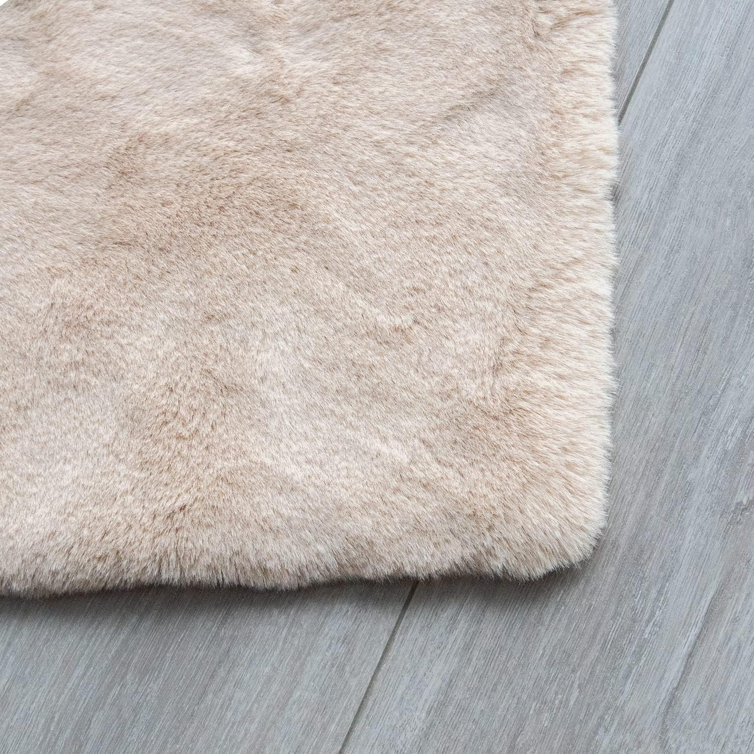 Fluffy Faux Rabbit Shag Rug 2×6 – Soft Beige Washable Runner for Living Room