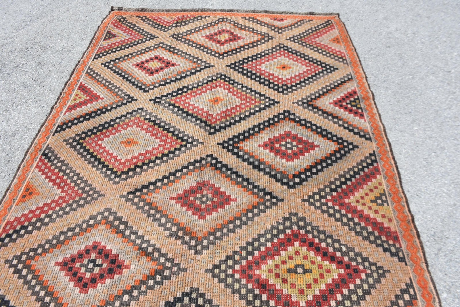 5,7×11,9 ft Rug, Turkish Vintage Large Rug, Red Kilim Wool Rug
