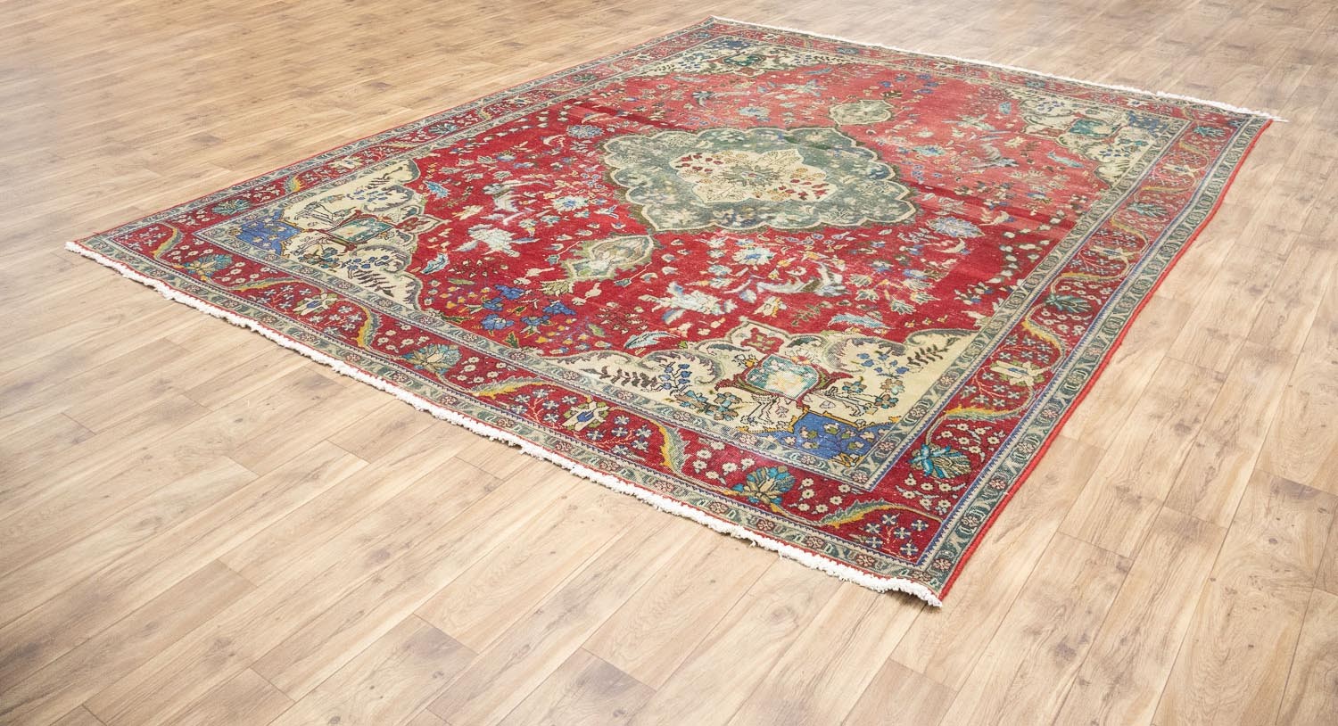 Semi-Antique Distressed Floral Oriental Wool Rug Home Decor Carpet 9’6×12’5 Ft