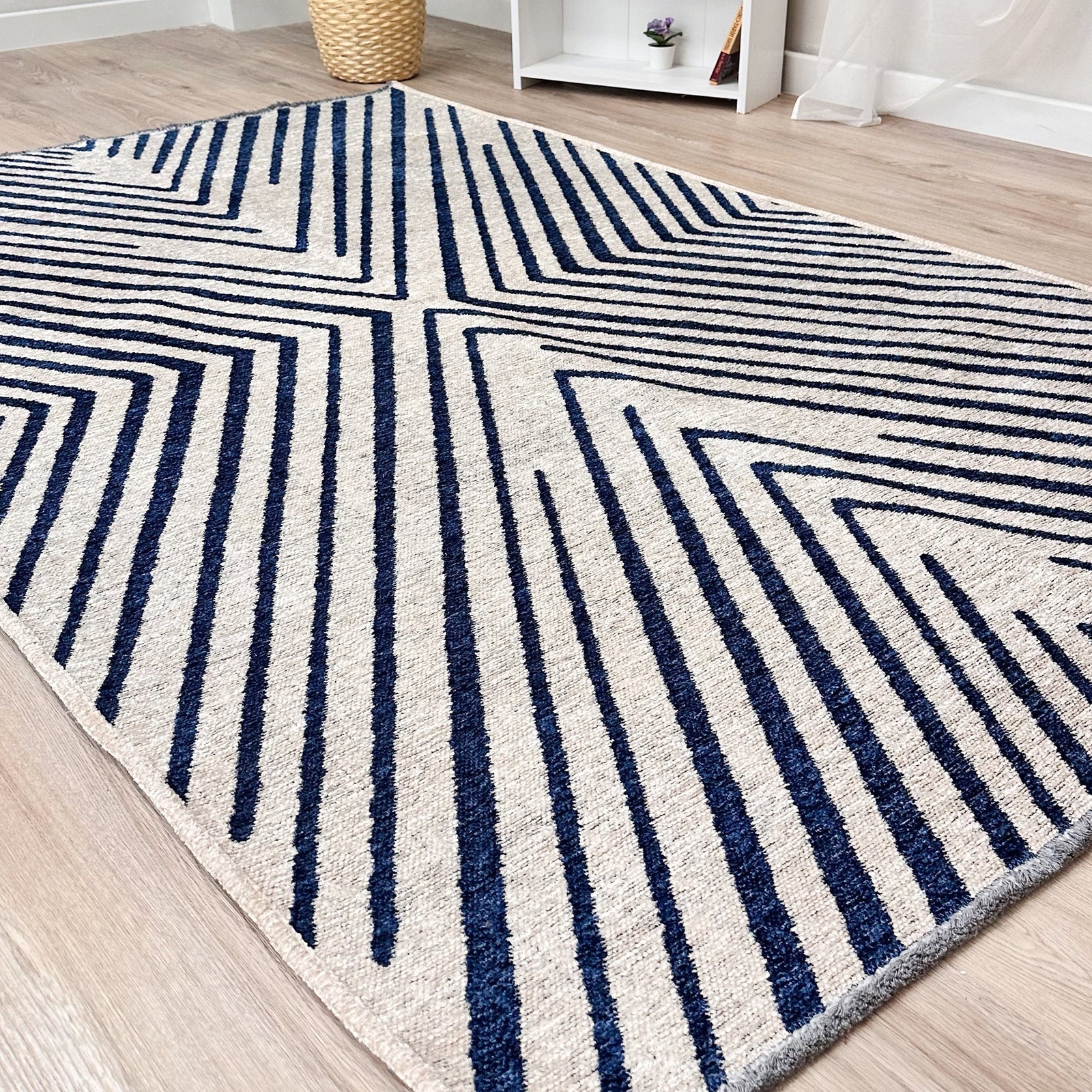 Alfa Rich Geometric Beige Black Washable Area Rugs for Living Room Bedroom