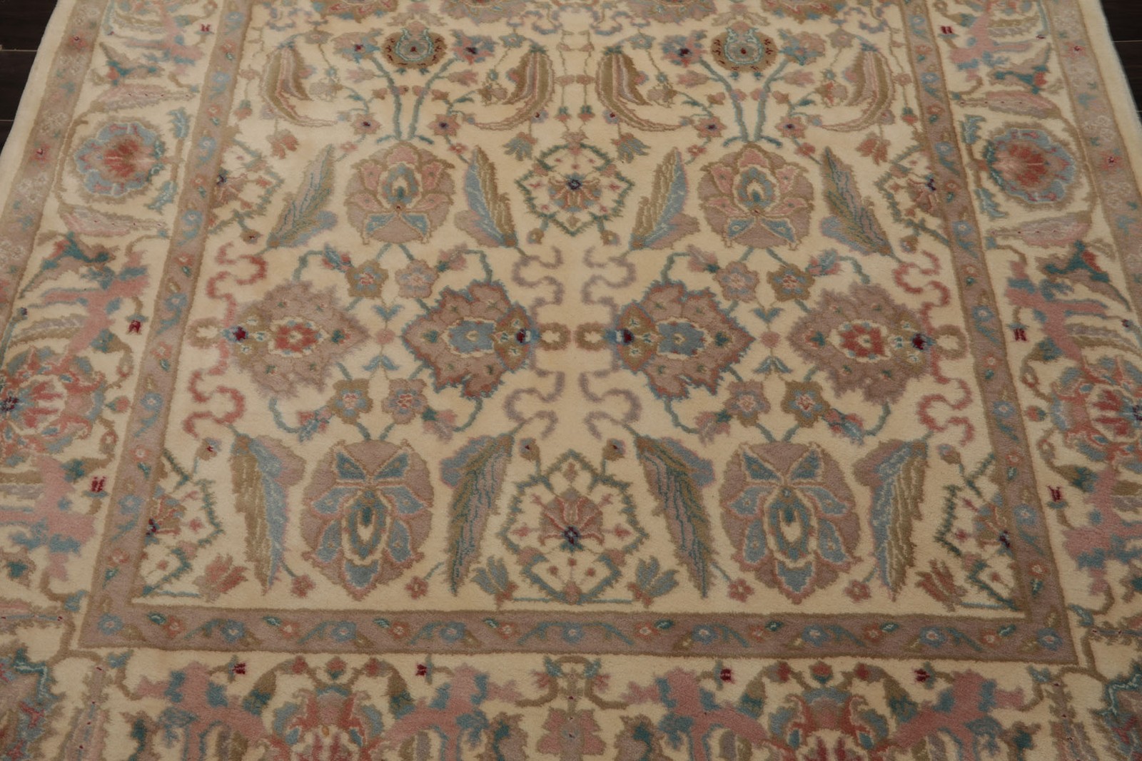 6×9 Hand Knotted New Zealand Wool Ivory Oushak Arts & Crafts Plush Pile Rug