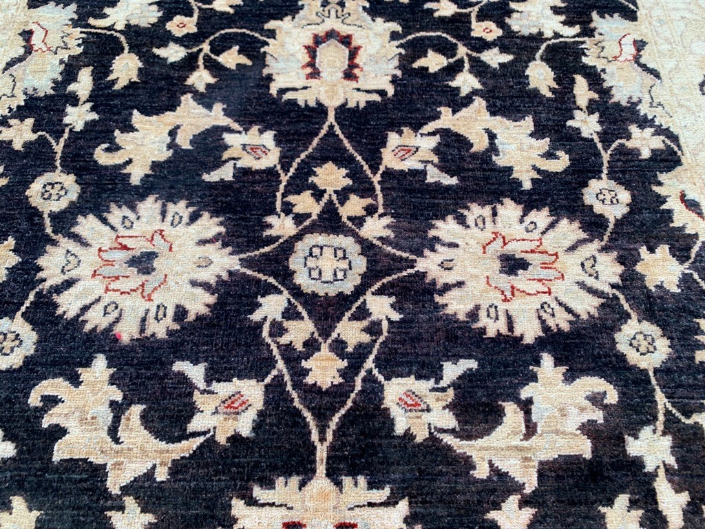5×7 ft Luxury Floral Afghan Chobi Rug Handmade Black Rugs Oriental Bedroom Rug