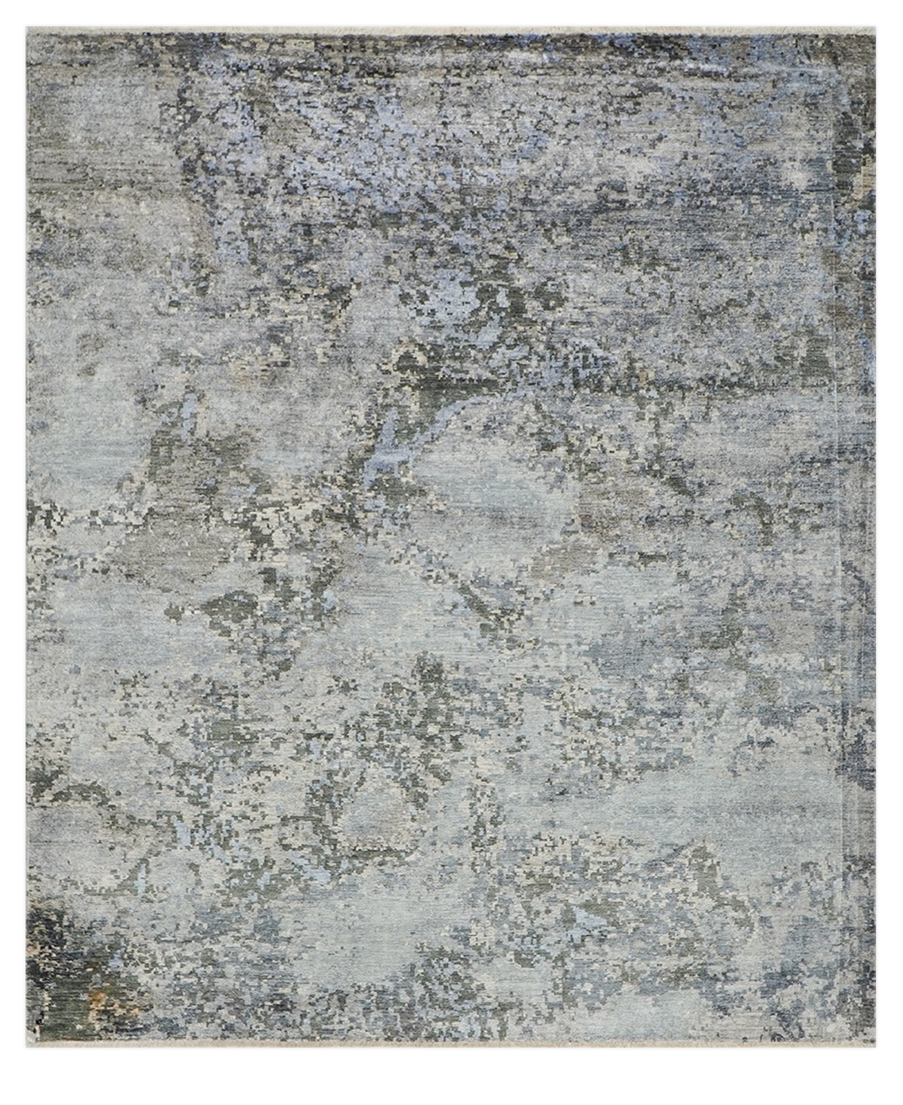 8’10” x 11’11” Hand Knotted Silk Rug Modern Gray Abstract Rug for Bedroom