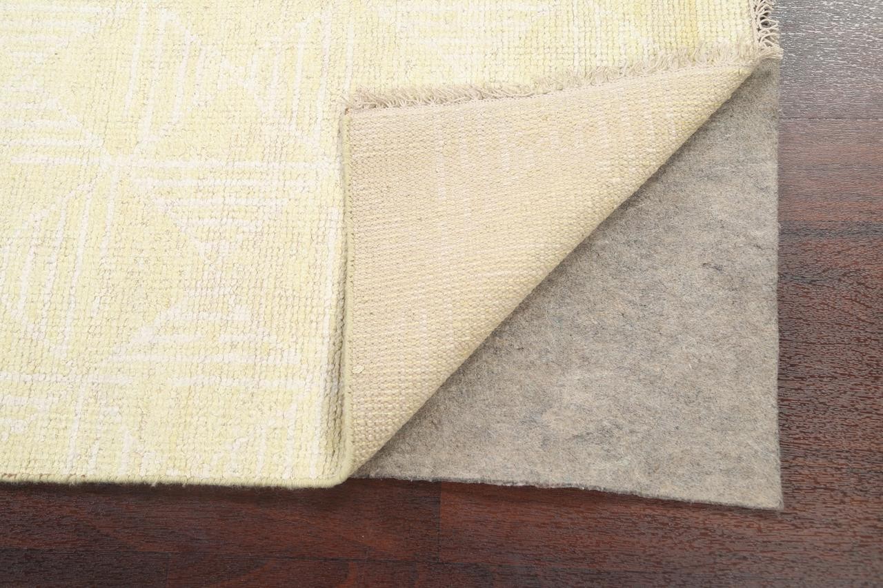 6×8 Modern Hand-Knotted Wool Area Rug in Solid Cream & Ivory Design