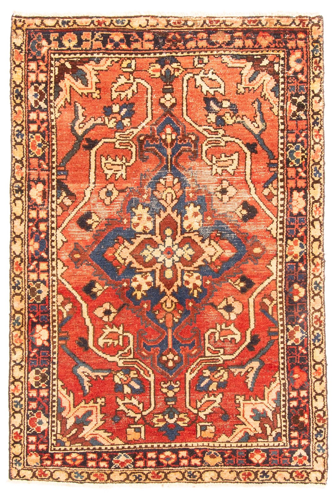 Vintage 3’6″ x 5’2″ Traditional Hand Knotted Vegetable Dye Wool Area Rug