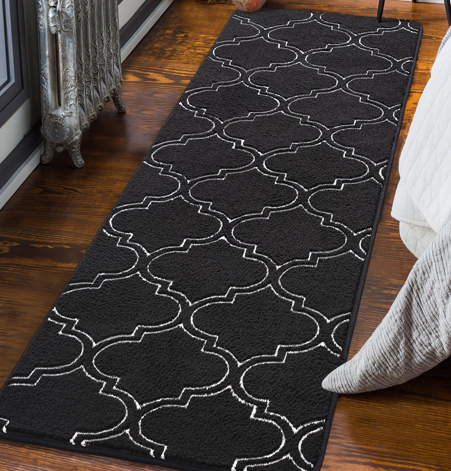 Shag Geometric Modern Runner Rug for Bedroom 2×6 Feet Memory Foam Indoor Hall…