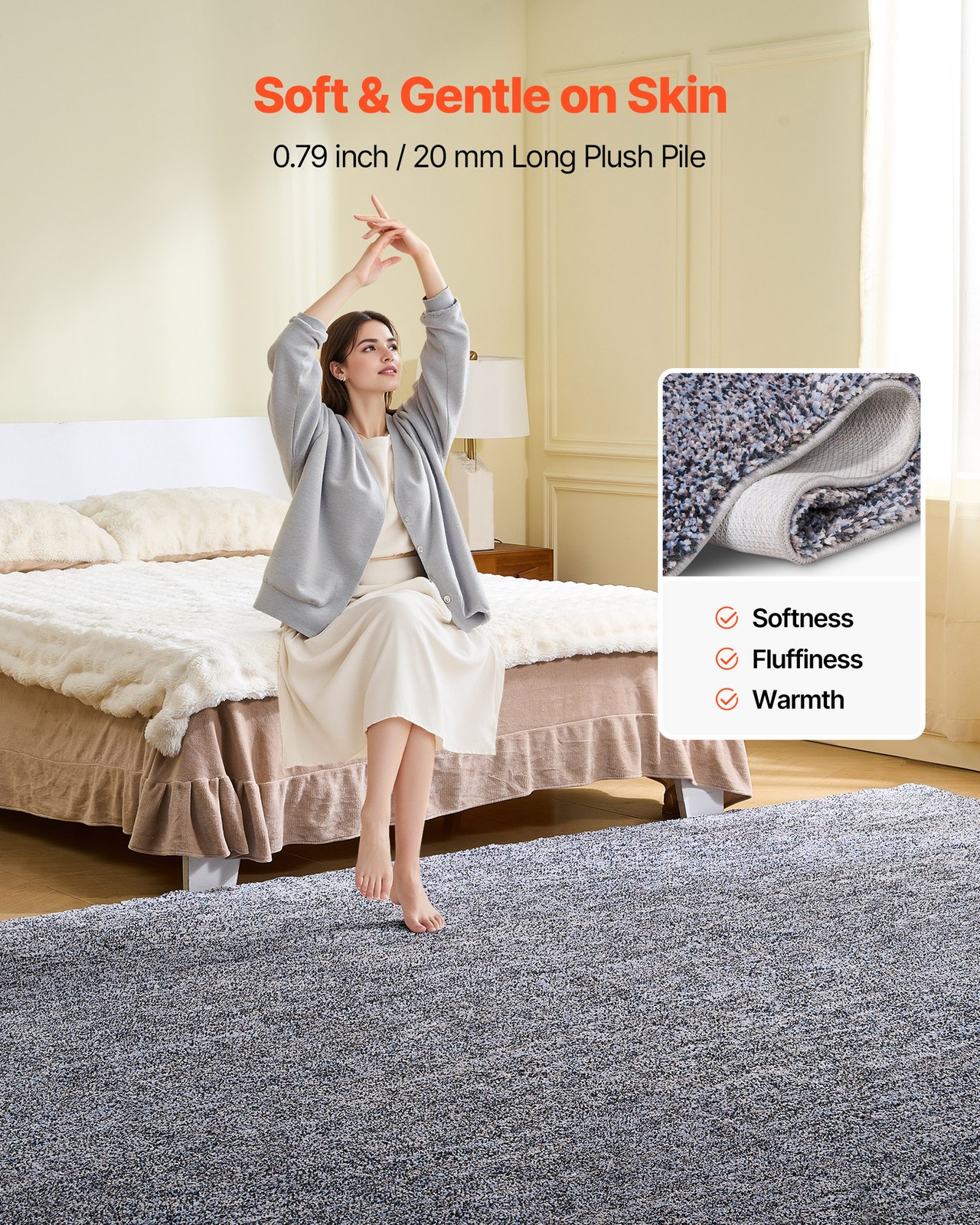 VEVOR Indoor Plush Area Rug 9 x 12 ft Large Rug for Living Room Bedroom Study