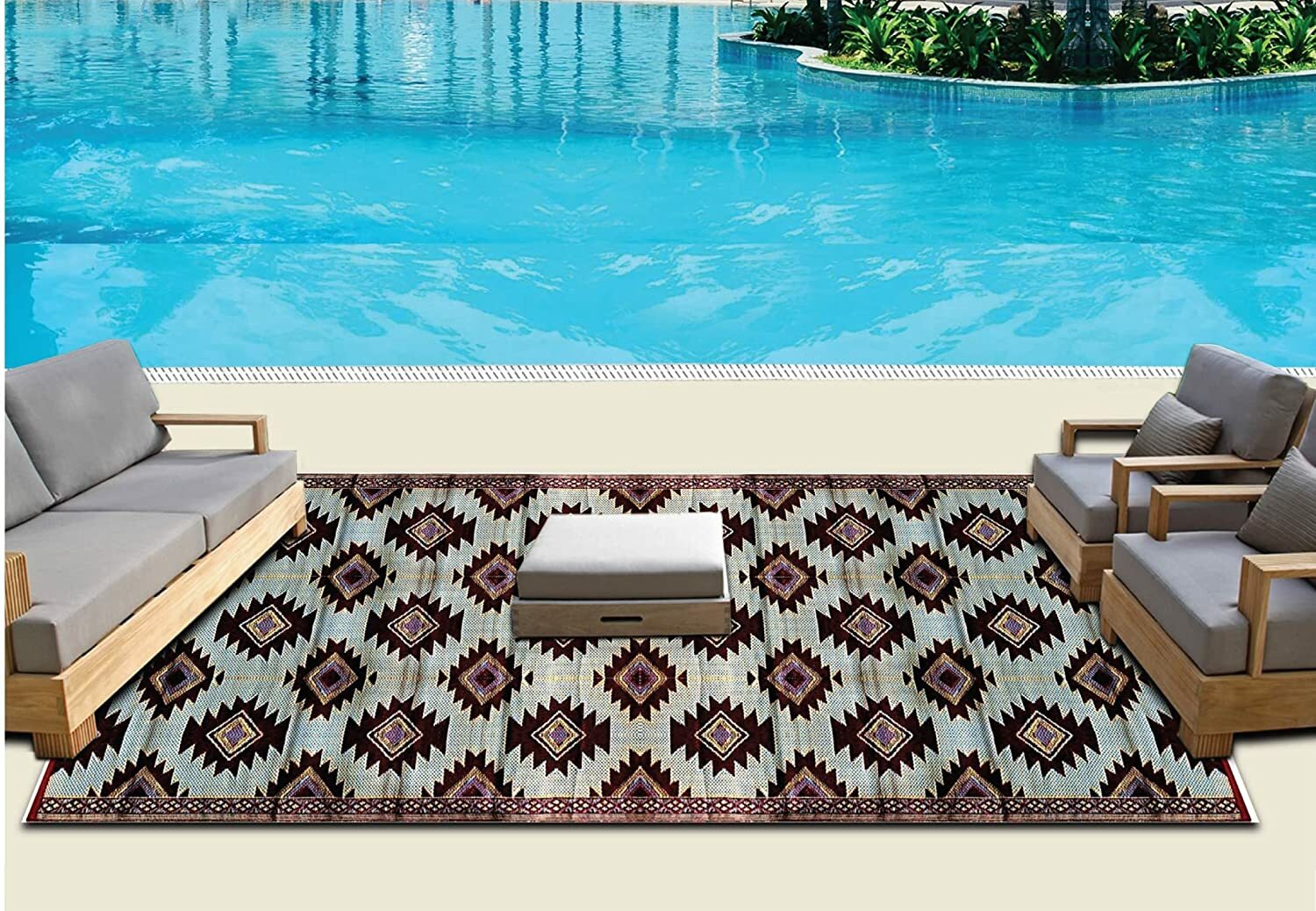 9×12 Outdoor Plastic Straw Patio Rugs rv Camping mat waterproof Used-Display