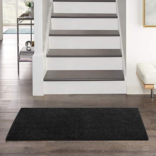 Home Essentials Black 2′ x 4′ Area Rug – Easy Clean, Non Shedding, Bed Room,
