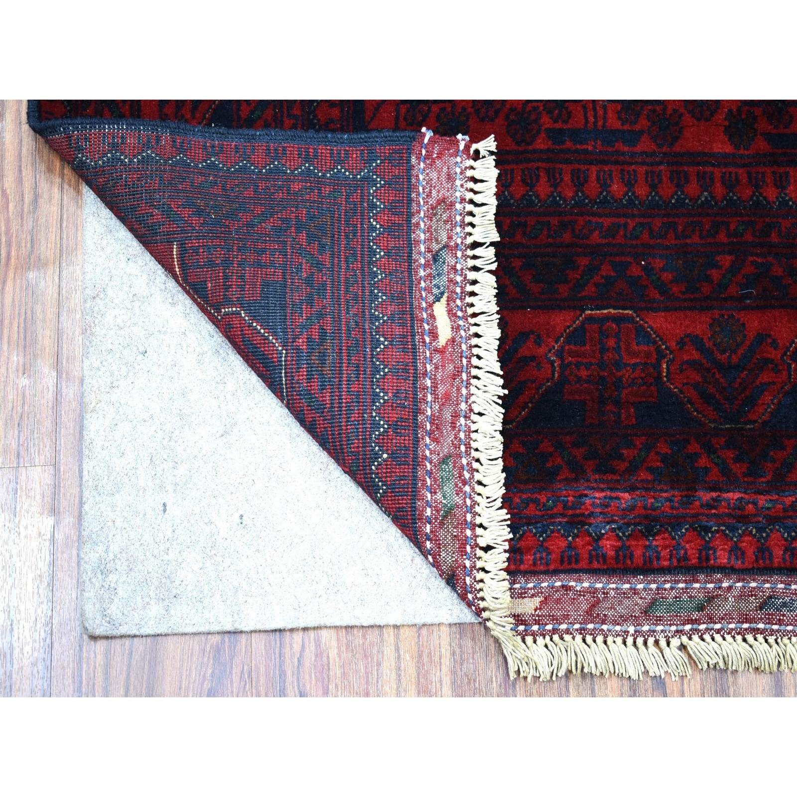 3’3″ x 5′ Red Afghan Khamyab Natural Dyes Velvety Wool Rug R55365