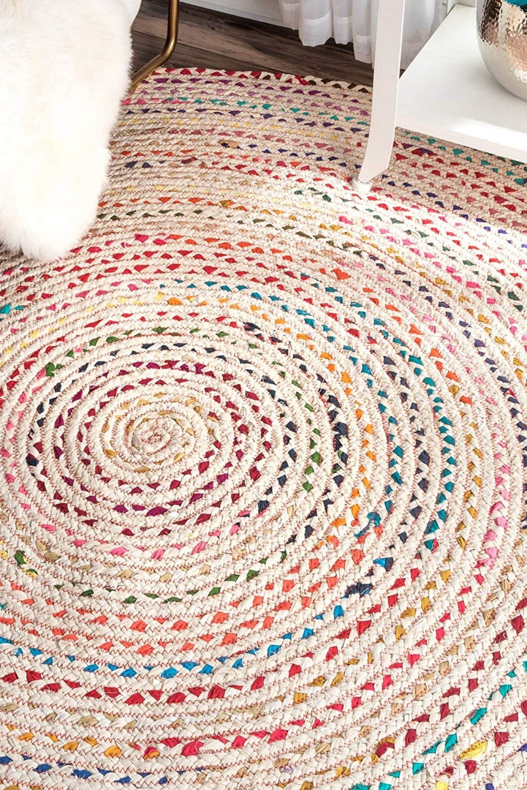 Rug 100% Cotton Round Reversible Braided Carpet Home Decor Rustic Look Area Rug