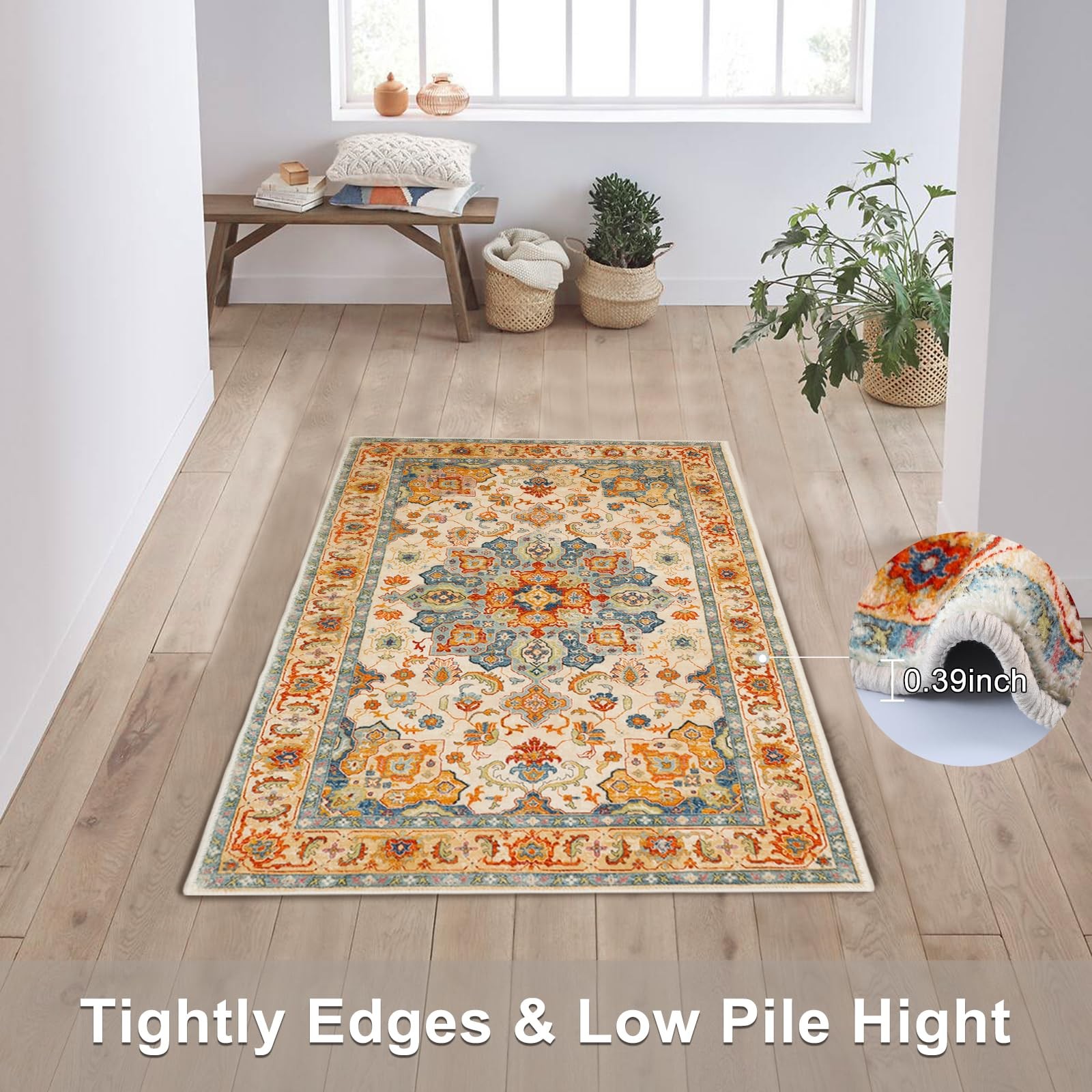 COMSLE Boho Area Rug, 2 x 3 Ft 2′ x 3′ (Rectangular), Terracotta/Royal Blue-1