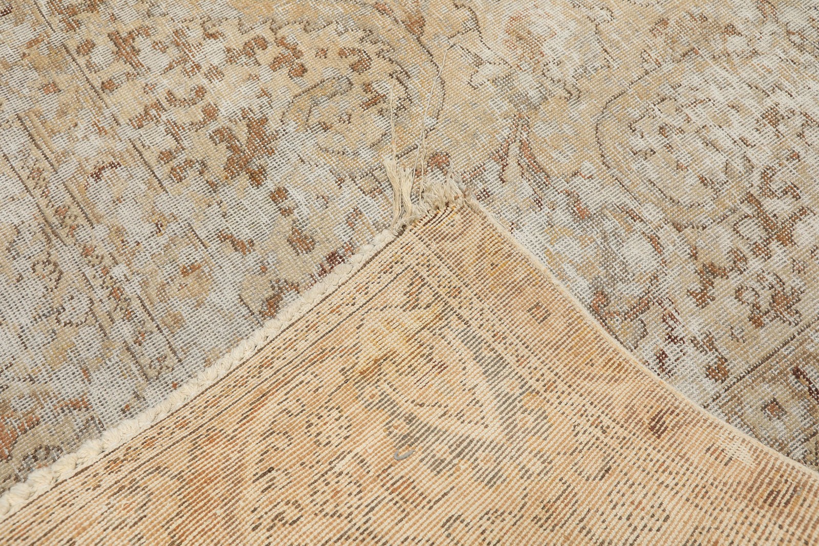 9’4”x12 Hand Knotted Wool Beige Turkish Oushak Flatpile Transitional Rug