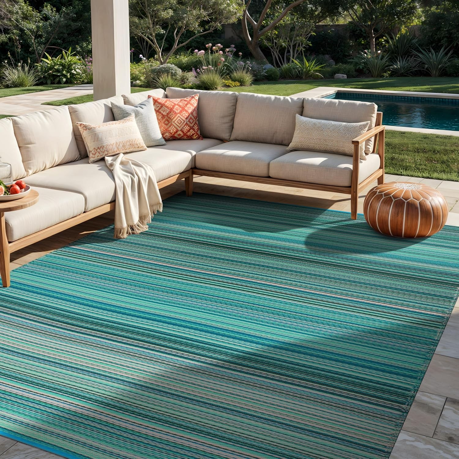 Contemporary Stripe Reversible Crease-Free Waterproof Premium Recycled Plastic