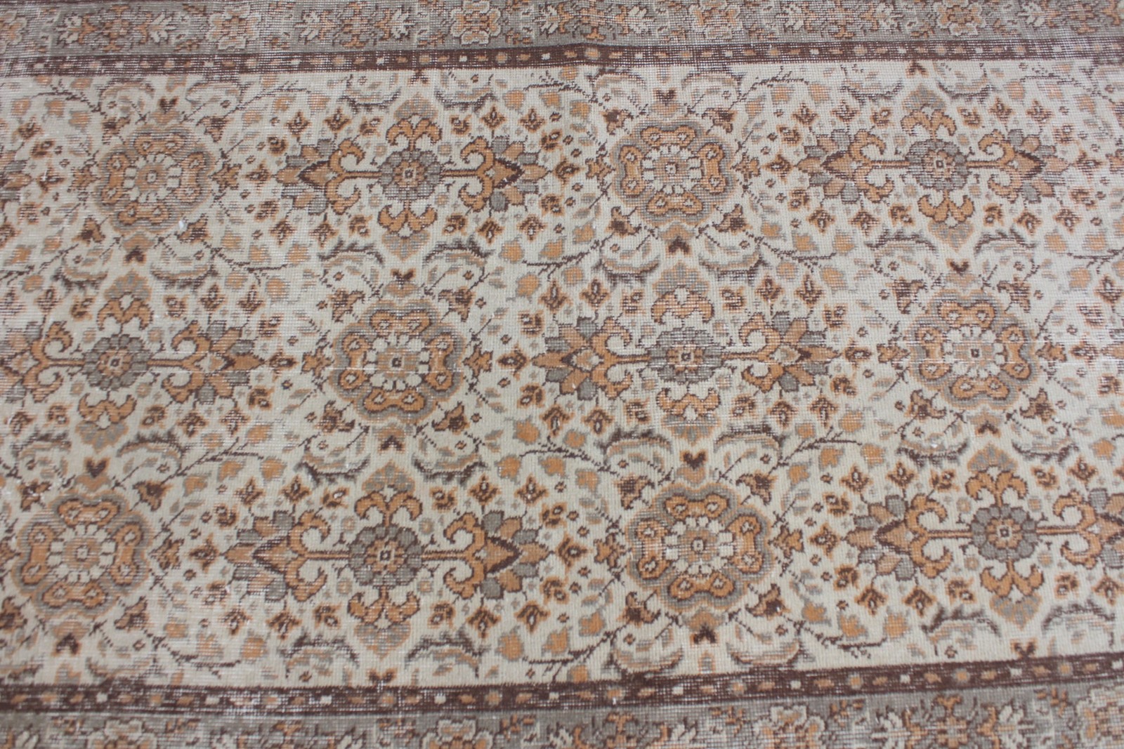 Turkish 3,7×6,8 ft Area Rug, Vintage Rug, Brown Oriental Rug