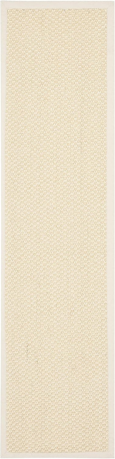 Cream Sisal Runner Rug – 2’6″ x 12′, Woven Design with Border