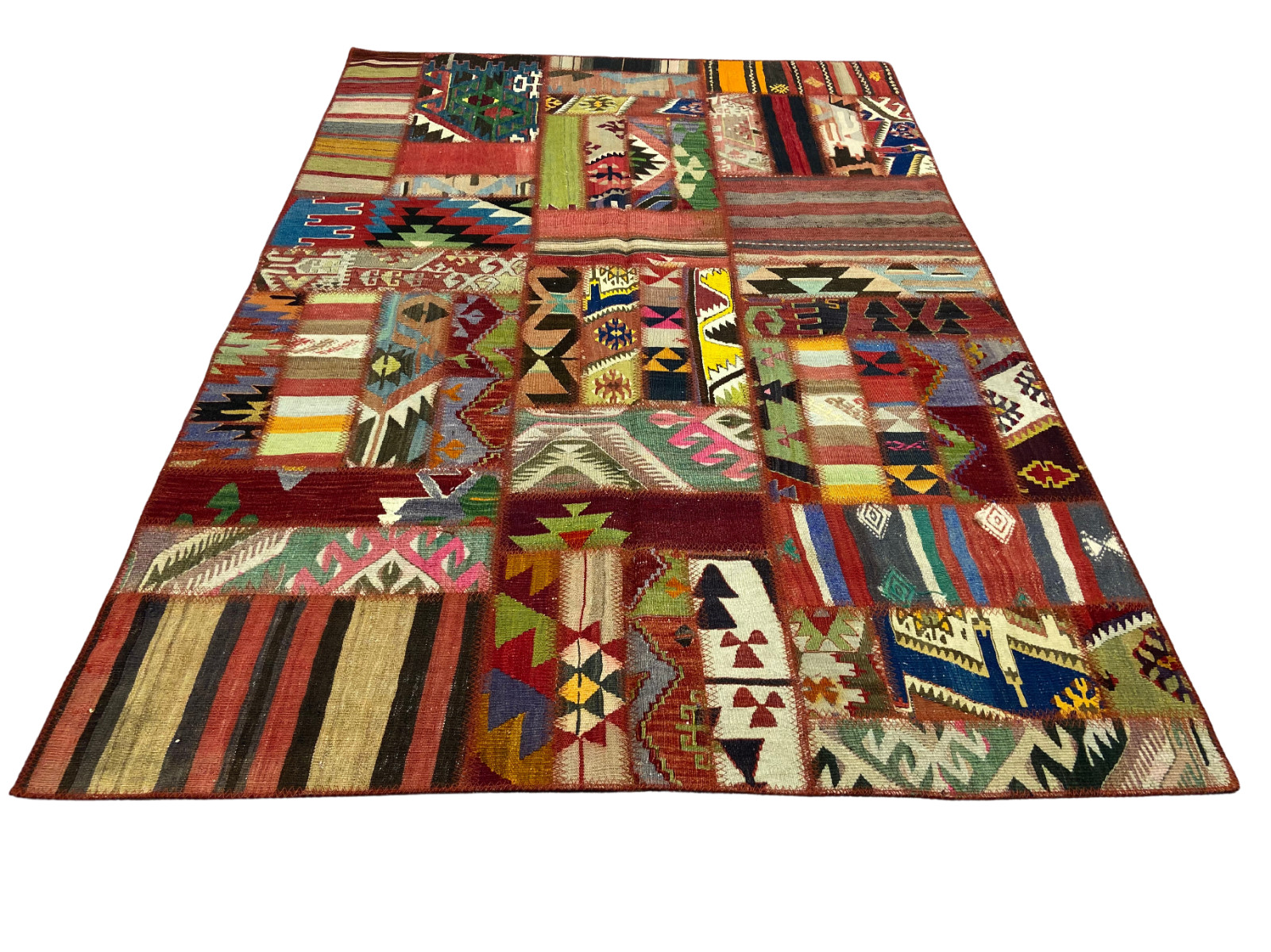 Turkish Kilim Patchwork Carpet, 4.5×6.7 Ft, Area rug, Floor Rug