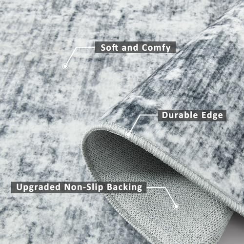 Washable Rugs 5X7 Large Neutral Modern Non Slip Foldable Thin Under Dining