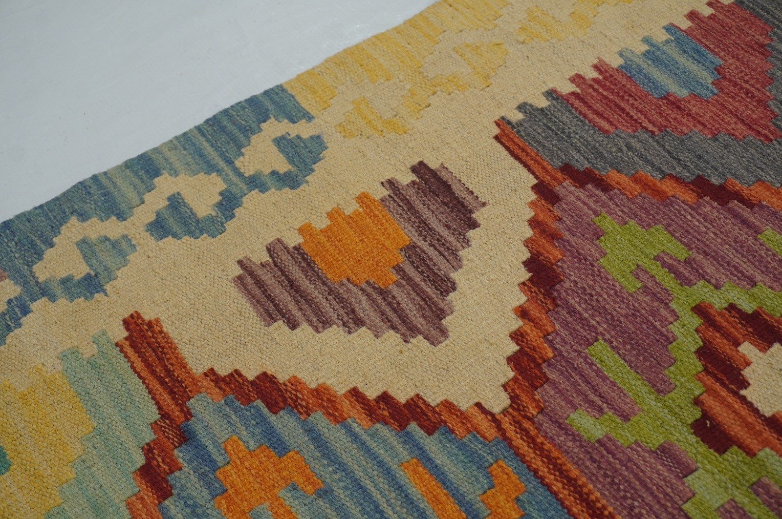 9×12 ft Multicolor Afghan Handmade Geometric Wool Kilim Area Rug ( 8’5″x11’7″ )