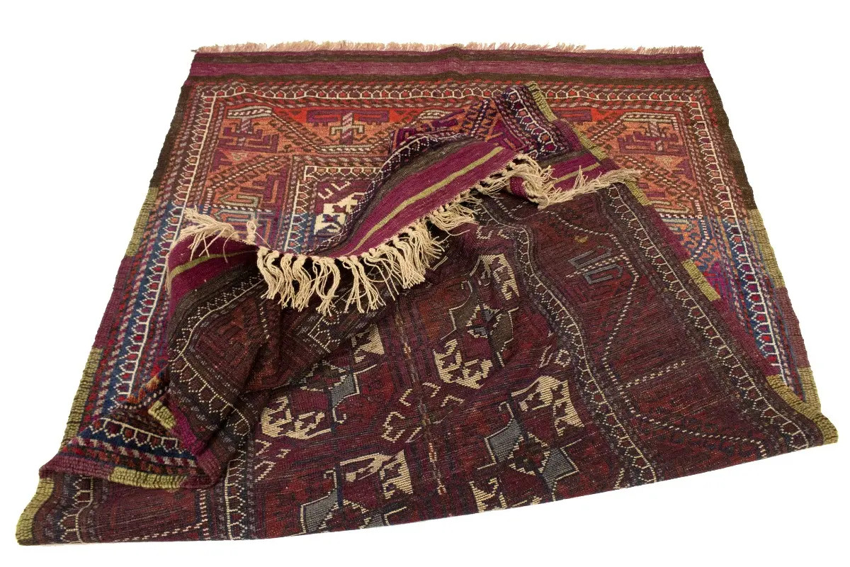Vintage Tribal Burgundy Rug Boho Style Farmhouse Oriental Carpet 4’4X7’9 ft