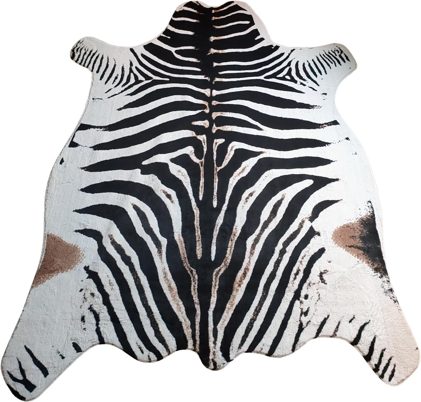 Faux Zebra Rug 4.6×6.6ft – Boho Black & White Non-Slip Living Room Decor
