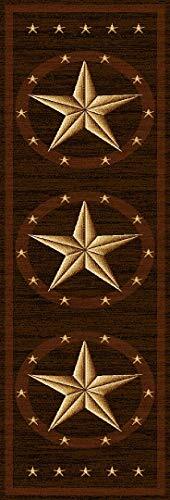 Premium Hand Carved Modern Cowboy Lodge Texas Star Rug 1806 Brown Chocolate