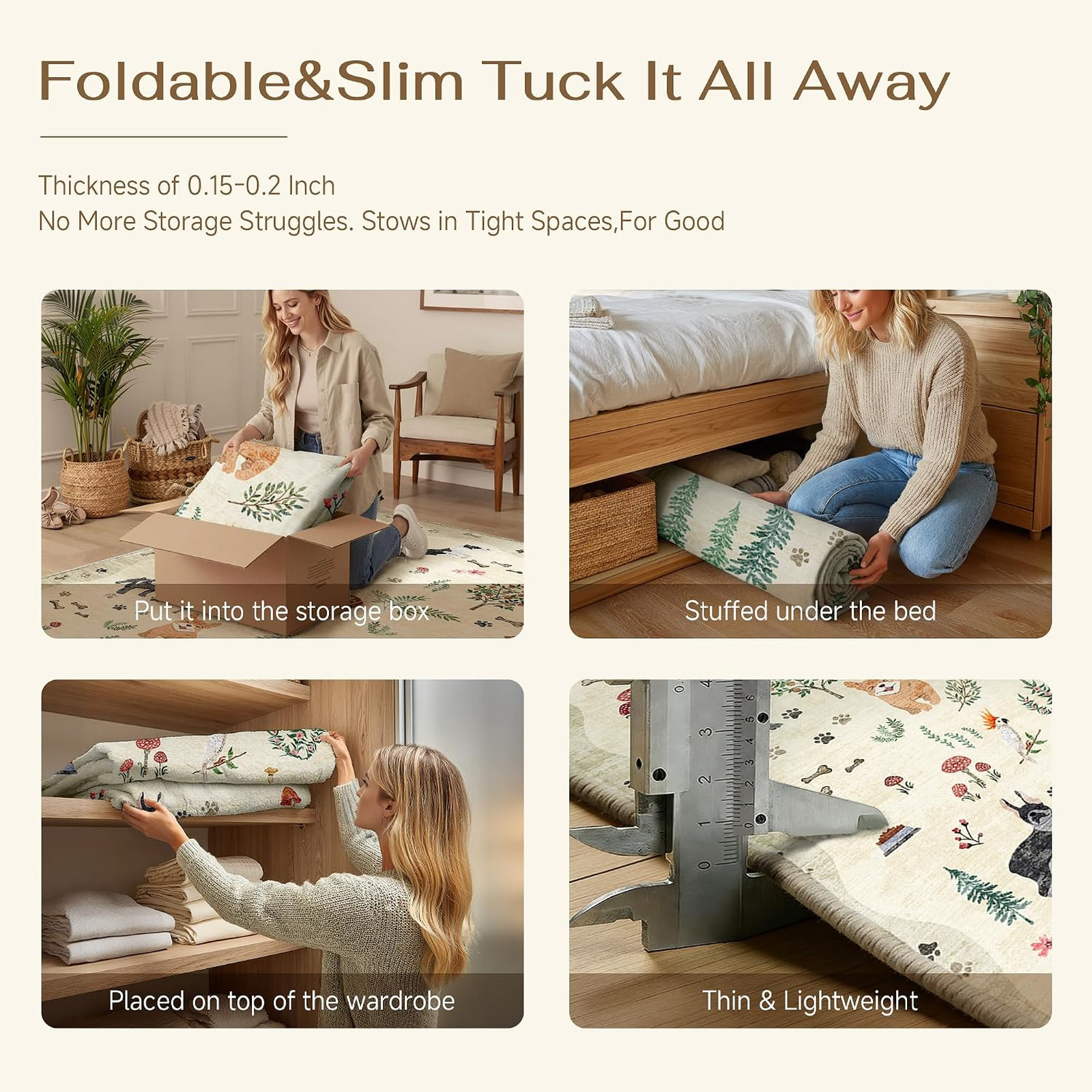 2×3 Area Rug Washable Non Slip Floral Animal Carpet Low Pile Stain Resistant